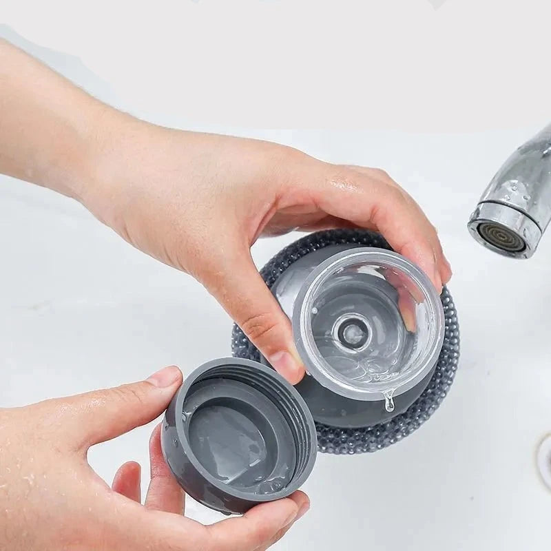 Escova para Lavagem de Louça Portátil com Dispensador de Sabão - Ferramenta de Limpeza de Cozinha Fácil de Usar